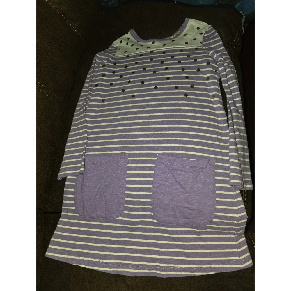 Mini boden spring purple striped dress‎ size 9 10